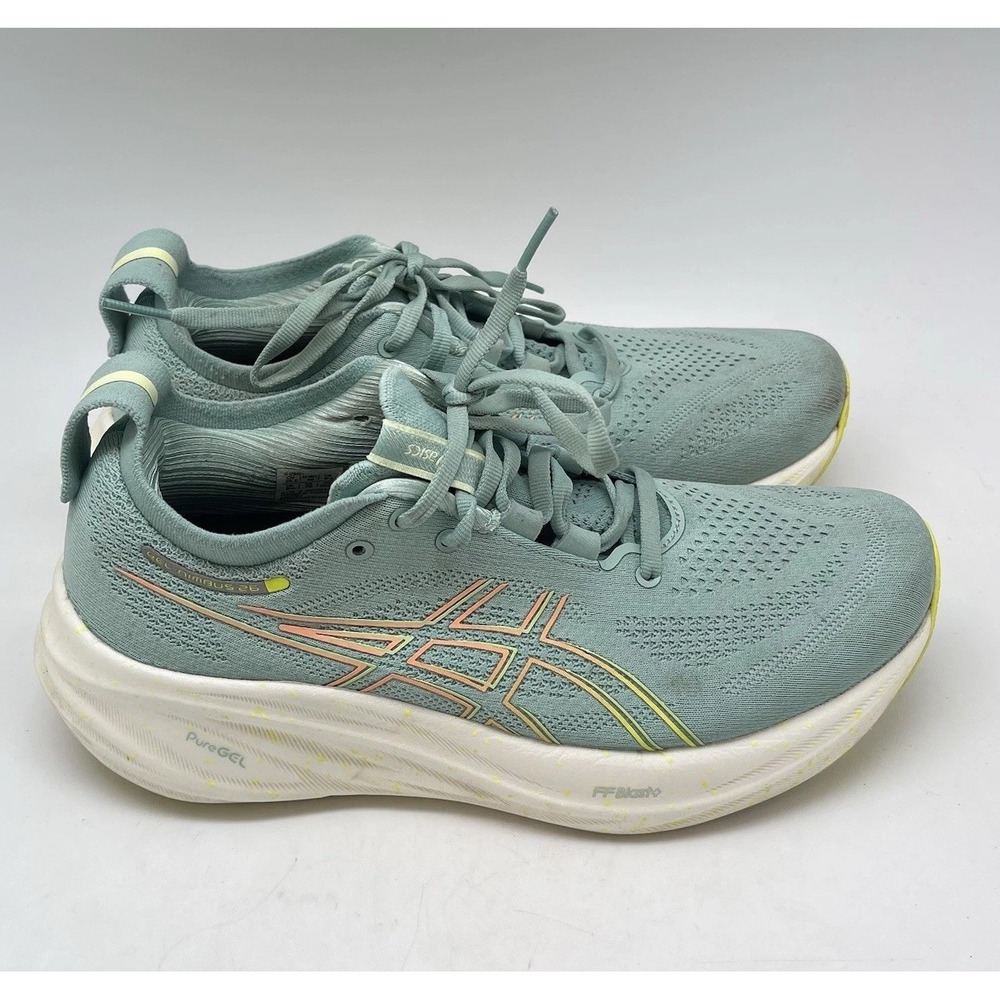 Asics Sneakers Womens 8.5 Gel Nimbus 26 1012B601 Green Running Athletic Gym Shoe